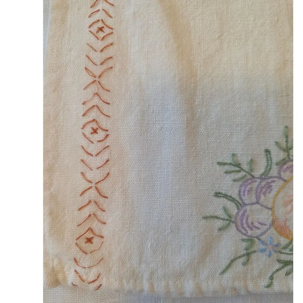 VTG Embroidered Flour Sack Kitchen Towel Farmhouse Cottagecore Floral Dishcloth